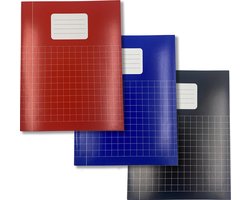 Schriften A5 formaat Ruit 10 mm - Rood Blauw Zwart - 10 pak - Schoolschrift geruit - DULA