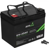 EcoLine - AGM 12V 33AH - 33000mAh VRLA Batterij - 196 x 130 x 174 - Deep Cycle Accu.