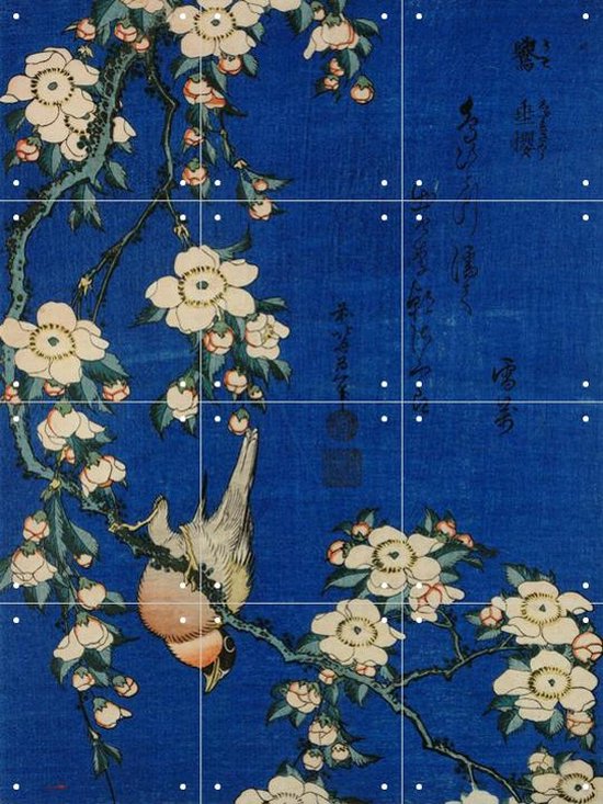 IXXI Oiseaux Fleurs Bouvreuil - Décoration murale - Animaux - 60 x 80 cm
