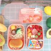 Bento Box Lunchbox 1900 ml, broodtrommel met 5 vakken, duurzame snackbox met lepel, 2-laagse lunchbox voor volwassenen en kinderen, broodtrommel voor school, werk, picknick, reizen