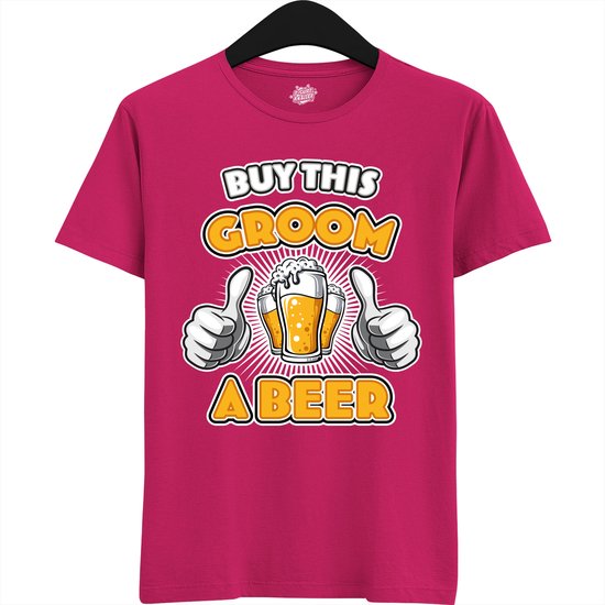 Buy This Groom A Beer | Vrijgezellenfeest Cadeau Man - Groom To Be Bachelor Party - Grappig Bruiloft En Bruidegom Bier shirt Amazon - Trefwoorden - T-Shirt - Unisex - Fuchsia - Maat L