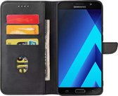 Geschikt voor Samsung Galaxy A8 2018 Telefoonhoesje Kunstleer met Magnetisch lipje en Pasjeshouder Book Case met Klepje - Zwart - Smartphonica geschikt voor Samsung Galaxy A8 (2018)