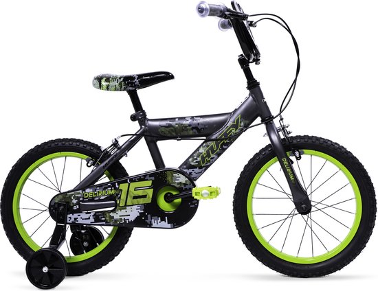 Huffy Delirium 16 Inch Jongensfiets - Grijs en Groen BMX-stijl Kinderfiets