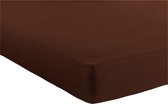 Bed Care Jersey Stretch Hoeslaken - 90x200 - 100% Katoen - 30CM Hoekhoogte - Donker Bruin