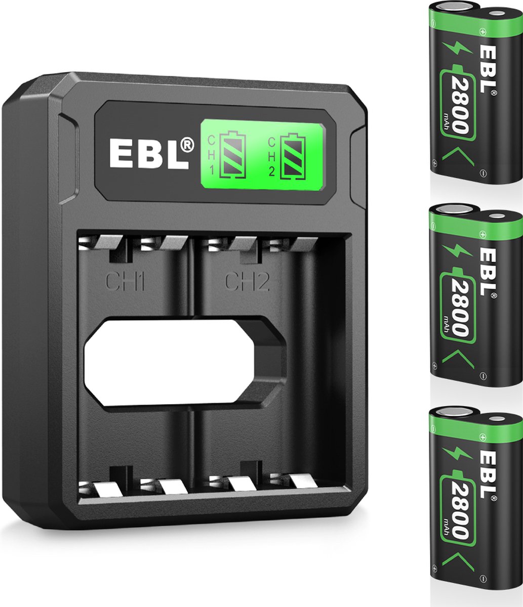EBL Oplaadstation met 3x 2800 mAH Accu's voor de XBOX Series X/S & XBOX ONE X/S - Black LCD Docking Station - Laadstation voor Xbox controllers – foto 8