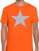 Zilveren ster glitter t-shirt oranje heren M