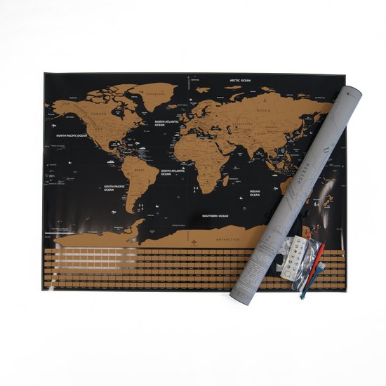 World Scratch Map XL (84 x 59.4 cm) - Kras Wereldkaart Poster - Wereldkaart wanddecoratie met Gouden Laag Om Te Krassen - Wereld Kraskaart - Poster Wereldkaart Kras - Krasmap - Kras Wereldkaarten - Wereldmap - World map - Wereld Kaart
