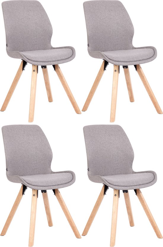 CLP Telde Set Van 4 Eetkamerstoelen - Zonder Armleun   Metaal Frame   Fluweel   Velvet   Donkergrijs 1061567016