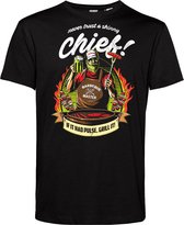 T-shirt Never Trust A Skinny Chief | Vaderdag cadeau | Vaderdag cadeau met tekst | Bbq schort mannen | Zwart | maat XL