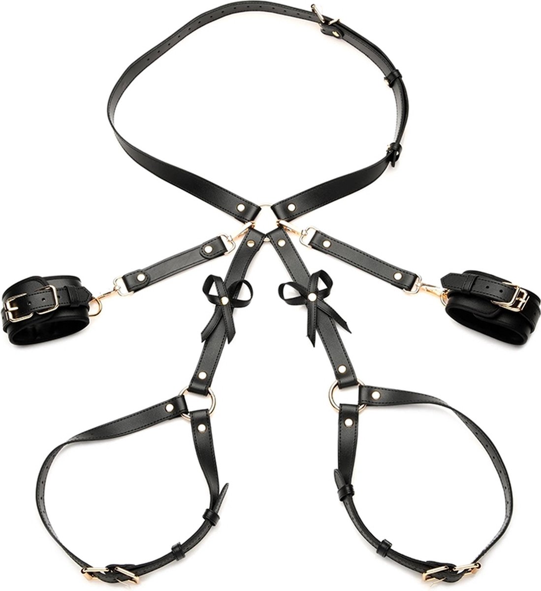 Goedkoopste XR Brands - Strict AH088-ML - Bondage Harness with Bows - M/L - Black