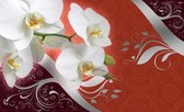 Fotobehang - Vlies Behang - Luxe Patroon met Orchidee - Kunst - Bloemen - 208 x 146 cm