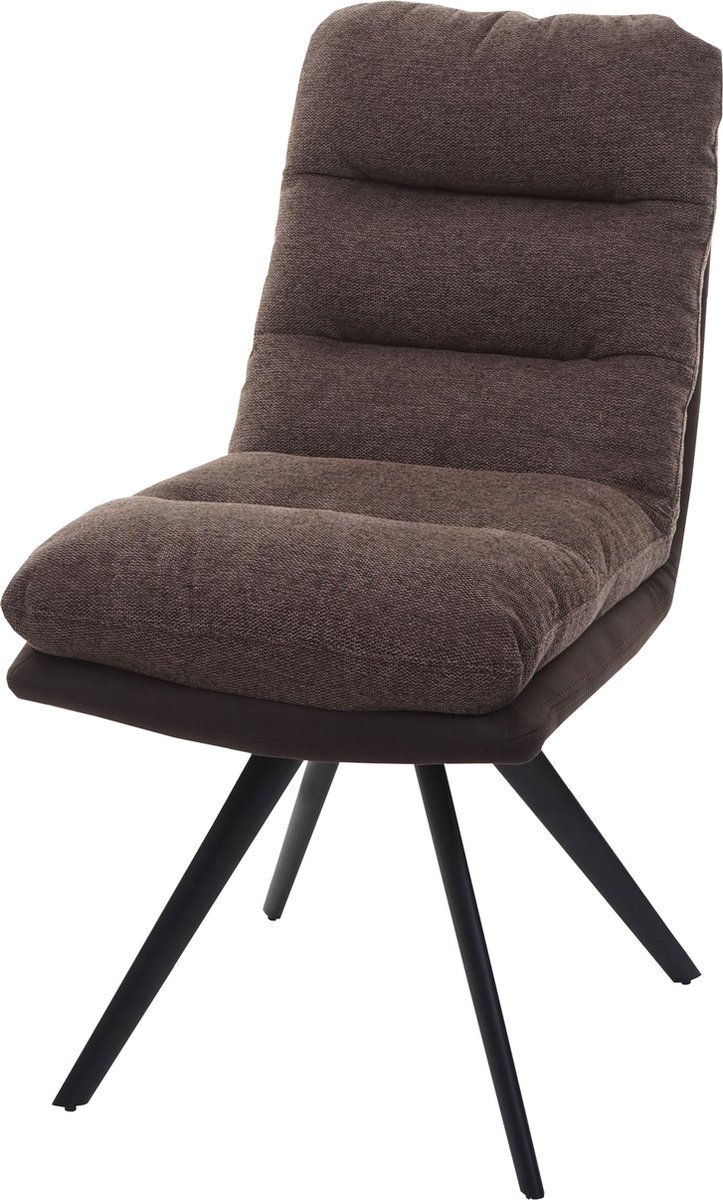 MCW Eetkamerstoel MCW-G66, keukenstoel, draaibare autostand stof/textiel MVG ~ bruin-donkerbruin