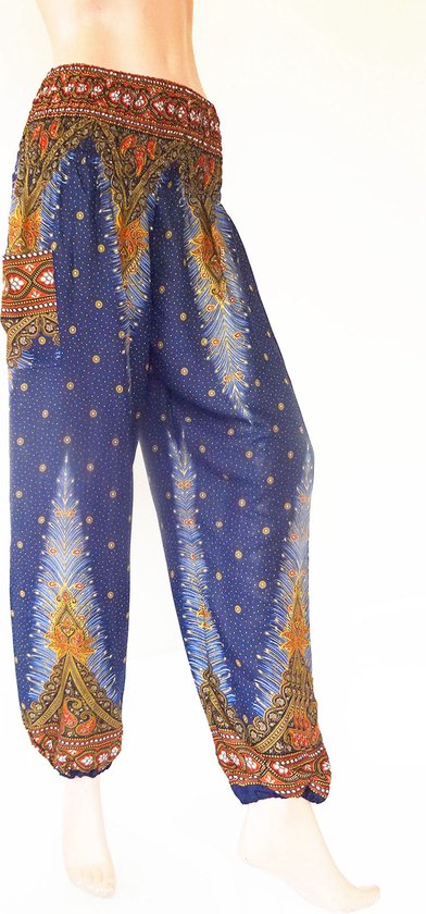 Sarouel - Pantalon de yoga - Pantalon de plage, - Taille M; 38,40,42 - Blauw paon