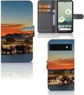 Wallet Book Case Google Pixel 6A Telefoon Hoesje Olifanten