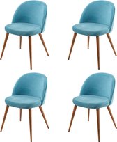 Set van 4 eetkamerstoelen MCW-D53, stoel keukenstoel retro jaren 50 design, fluweel ~ turquoise