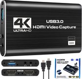 Vitalify® HDMI-Capture, 4K HDMI naar USB 3.0 1080P video-opname met loop-out voor Gamen, live streamen en opname via DSLR-camcorder Game-video-opname