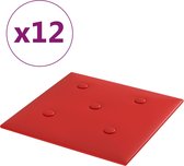 vidaXL - Wandpanelen - 12 - st - 1,08 - m² - 30x30 - cm - kunstleer - wijnrood