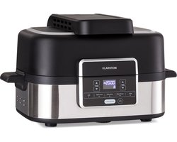 Klarstein 2-in-1 Heteluchtfriteuse met Grill, Airfryer met Snelle Opwarming 1500 W, XL Heteluchtfriteuse, Hetelucht Friteuse om te Frituren, Heteluchtfriteuse + Accessoires, Grillplaat, Frituurmand, 5 L