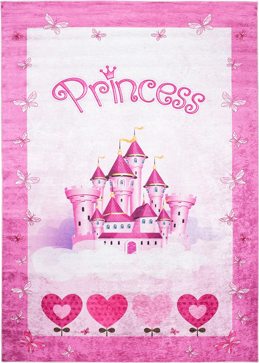 Afneembare Puzzelmat Beeloom Speelmat Voor Kinderen – Ronde Puzzelmat Van EVA-schuim, Roze (120x120 Cm, 100% Niet-Giftig) Speelmatten Babykamer