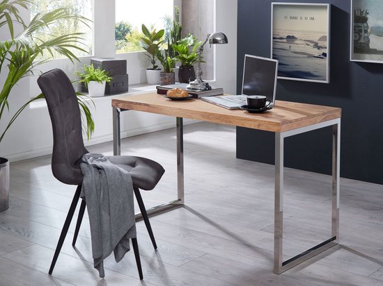 Rootz Desk - Bois d'acacia - Table d'ordinateur avec pieds en métal -  Table... | bol