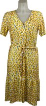 Angelle Milan – Travelkleding voor dames – Gele Bloemenjurk met Strik – Ademend – Kreukherstellend – Duurzame jurk - In 4 maten - Maat M