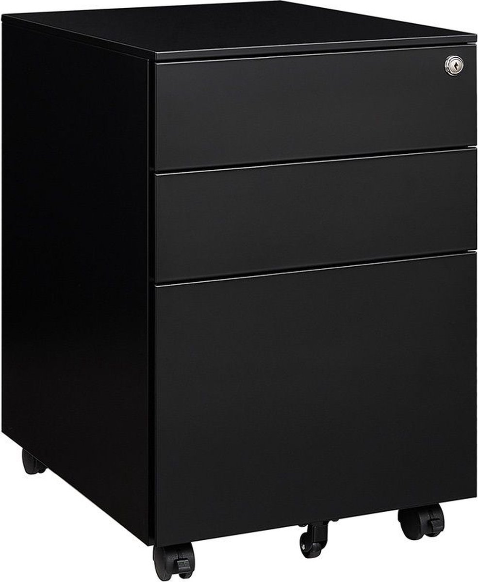 IVOL Ladeblok Bureau Zwart - Ladeblok op wieltjes 60 x 39 x 50 cm - 3 Lades