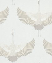 Kumano - Kraanvogels - Wallpaper - Wandbekleding - Vliesbehang - Beige - 0,53 x 10,05 M.