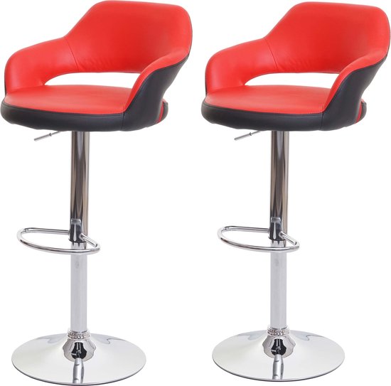 Set van 2 barkrukken HWC-B14, barkruk draaikruk, kunstleer ~ zwart