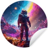 Behangcirkel ruimte - Astronaut - Sterren - Muurstickers kinderkamer - Jongenskamer decoratie - Wandsticker - Ronde wanddecoratie - Behangsticker - 140x140 cm - Plak stickers - Cirkel behang - Sticker muur - Muurdecoratie cirkel