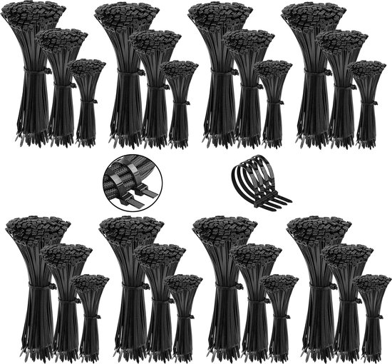 Tie Rips Polyamide kabelbinders, Tie Rips, zwarte kabelbinders set 2,5 mm / 2400 ...