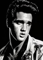 Elvis Poster | Elvis Presley Zwart Wit Poster | Poster Elvis | Muziekposter | Rock and Roll Poster | Woondecoratie | 61x91cm | Geschikt om in te Lijsten