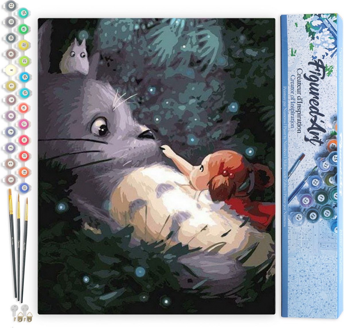 Figured'Art Schilderen op Nummer Volwassenen canvas Muis en meisje - Handwerk acrylverf Kit DIY Compleet - 40x50cm zonder frame