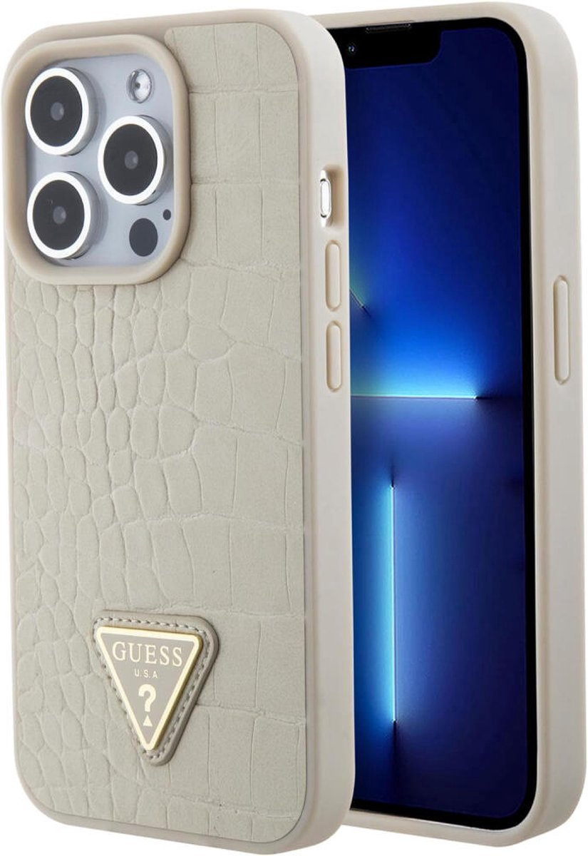 Guess Crocodile Triangle Back Case - Geschikt voor Apple iPhone 15 Pro Max (6.7") - Goud