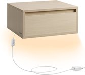 VASAGLE Hanging Bedside Table Set of 2 Lamp 3 Colours Floating Wall Shelf Drawer 35x40x18cm Modern Living Room Bedroom Cloud White LET854W01