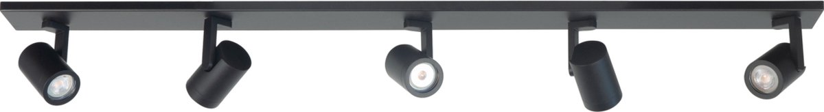 Opbouwspot Aston | Zwart Metaal | GU10 | 5-voudig | 118cm