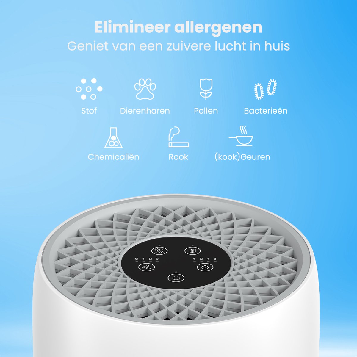 Auronic Luchtreiniger Compact met HEPA 13 Filter, Ionisator en Koolstoffilter - Ruimtes tot 30m² - CADR-waarde van 150m³/u - Air Purifier - Wit — afbeelding 3