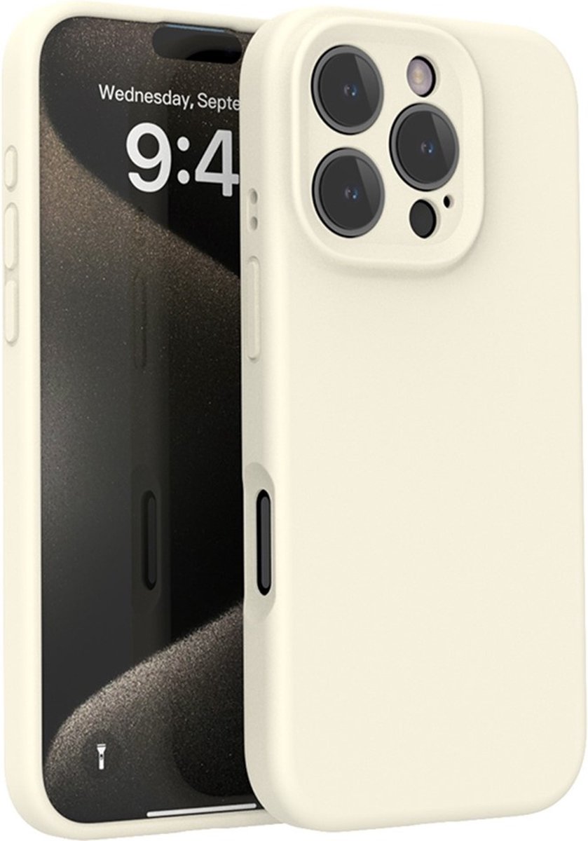 Lunso Geschikt voor iPhone 16 Pro Max hoesje - Flexibel siliconen Backcover - Beige