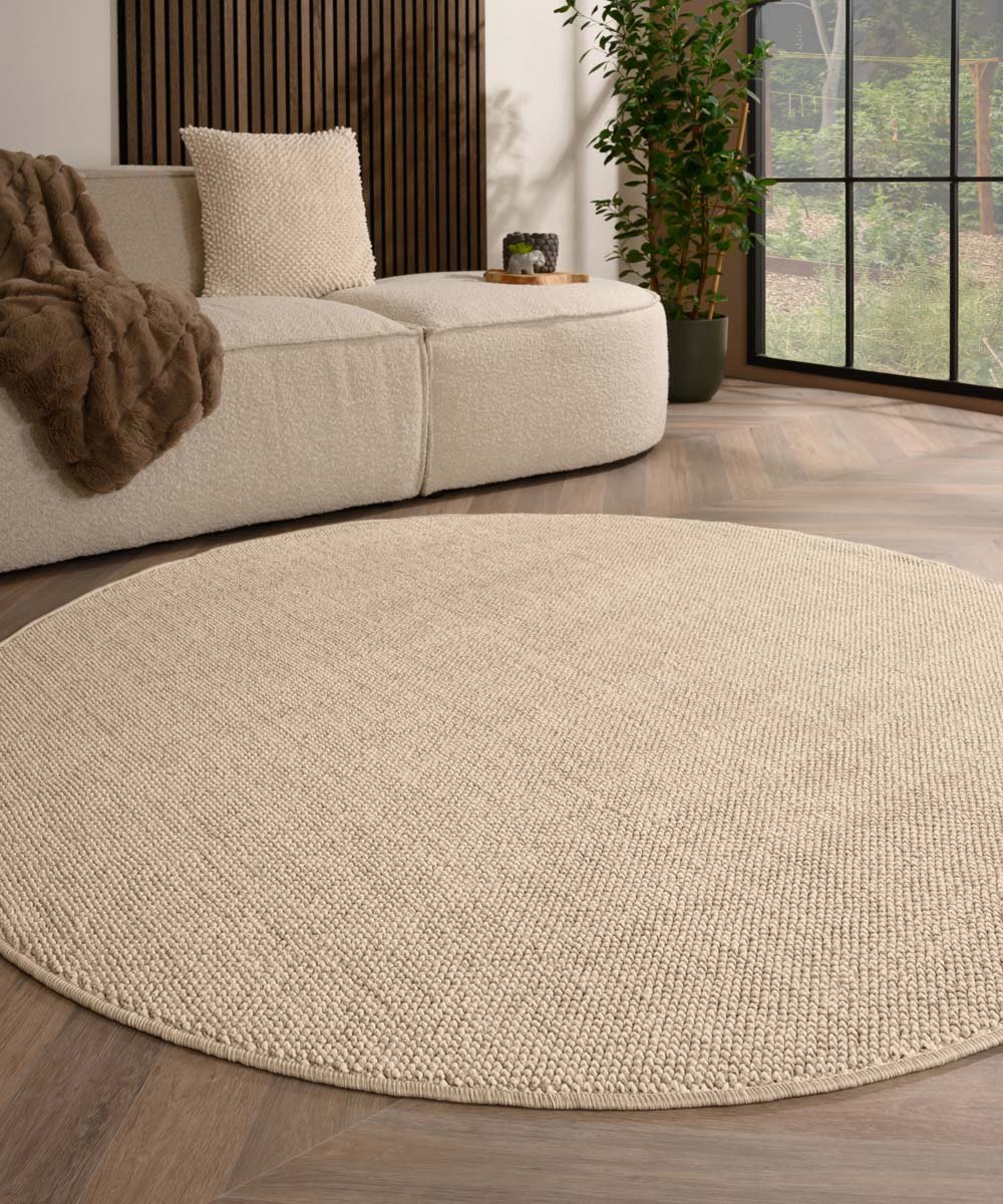 Rond vloerkleed laagpolig - Loom crème 200