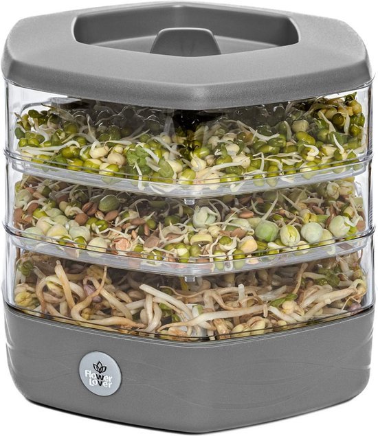 GoodGrow Kiempot, Kiemglas, Set Van 2 Stuks, Met Hoogwaardig Roestvrij Stalen Roosterdeksel 2 Instelbare Houders Inclusief Wateropvangbak Kiemapparaat