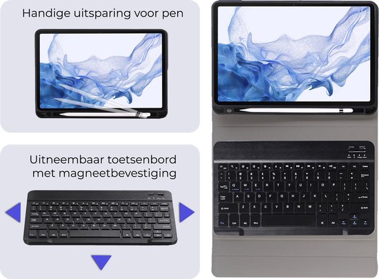 Étui pour clavier Samsung Galaxy Tab S10 Plus - Étui pour clavier avec protection d'écran - Étui pour clavier Samsung Tab S10 Plus - Zwart