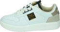 Witte sneaker met beige suède accenten en een zwart PME Legend logo label.