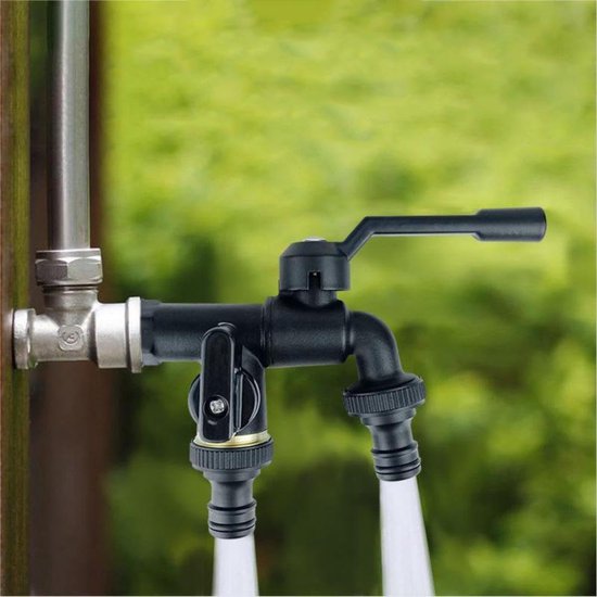 Waterkraan voor de tuin, 1/2 inch en 3/4 inch, dubbele kraan van messing, roest en Waterkraan voor de tuin, 1/2 inch en 3/4 inch, dubbele kraan van messing, roest en