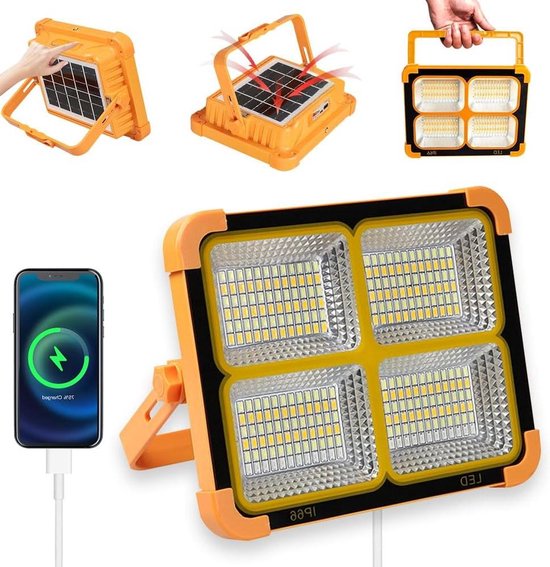 CosyEasy - Luz solar LED portátil de trabajo de 100 W, 16500 mAh, 10000 lm, con brillo continuo