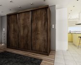 Armoire - Armoire de rangement - Miroir - Garde-robes Chambre - Armoire à Vêtements - Tringle - Étagères- Armoire à portes coulissantes - Amo Chêne 250 cm