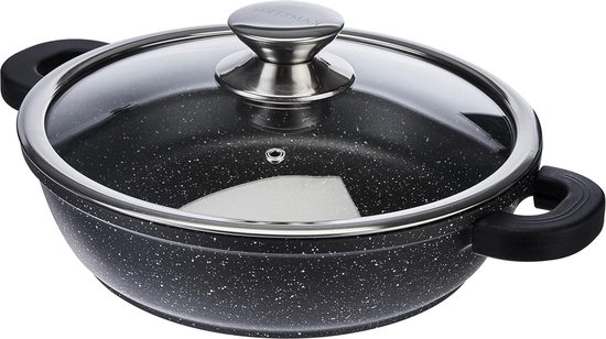 Kamberg - 0008188 - Braadpan 24 Cm Rond Gevlamd - Gegoten Aluminium   Steencoating   Voor Alle Soorten Fornuizen Inclusief Inductie   Pfoa Vrij