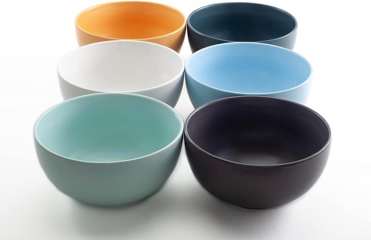 Ramen Bowl Mueslikom Set (6 x 700 ml) Hoogwaardige Kommenset in 6 Pastelkleuren Grote Mueslikom Kommen voor Ramen en Bowl Ideaal als Soepkom