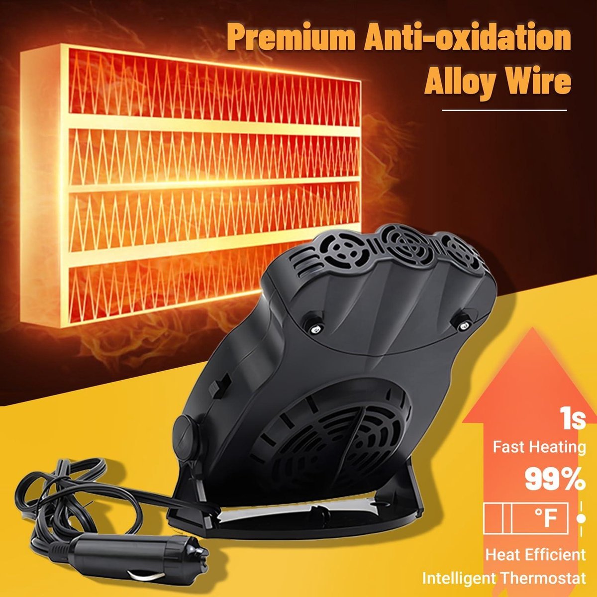 Mupkvy Autoverwarming, 12 V, 200 W, draagbare