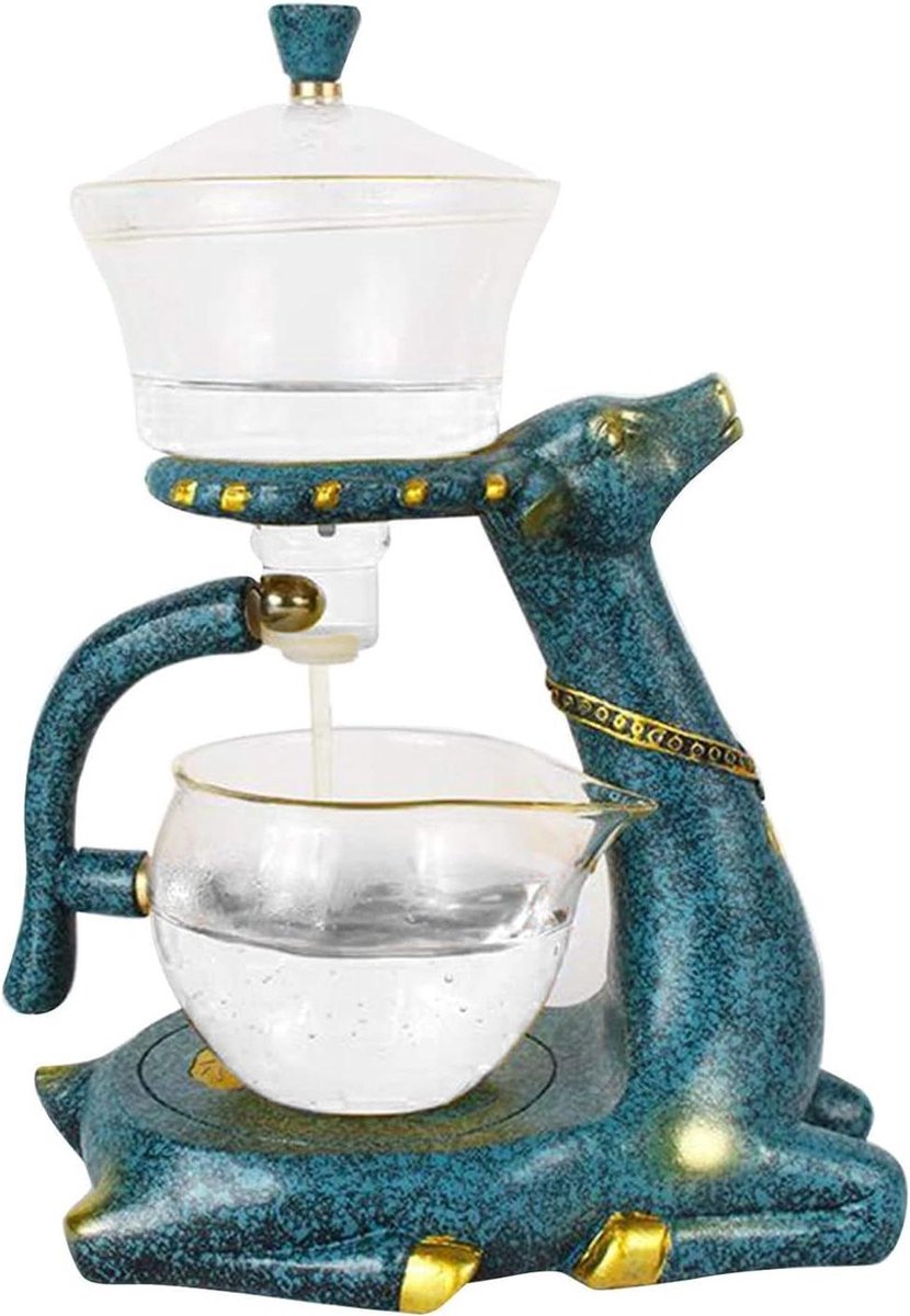 Theeset van hittebestendig glas magnetische wateromleiding afdekschaal halfautomatische theepot luie kung-fu-theekop druppelend blauw