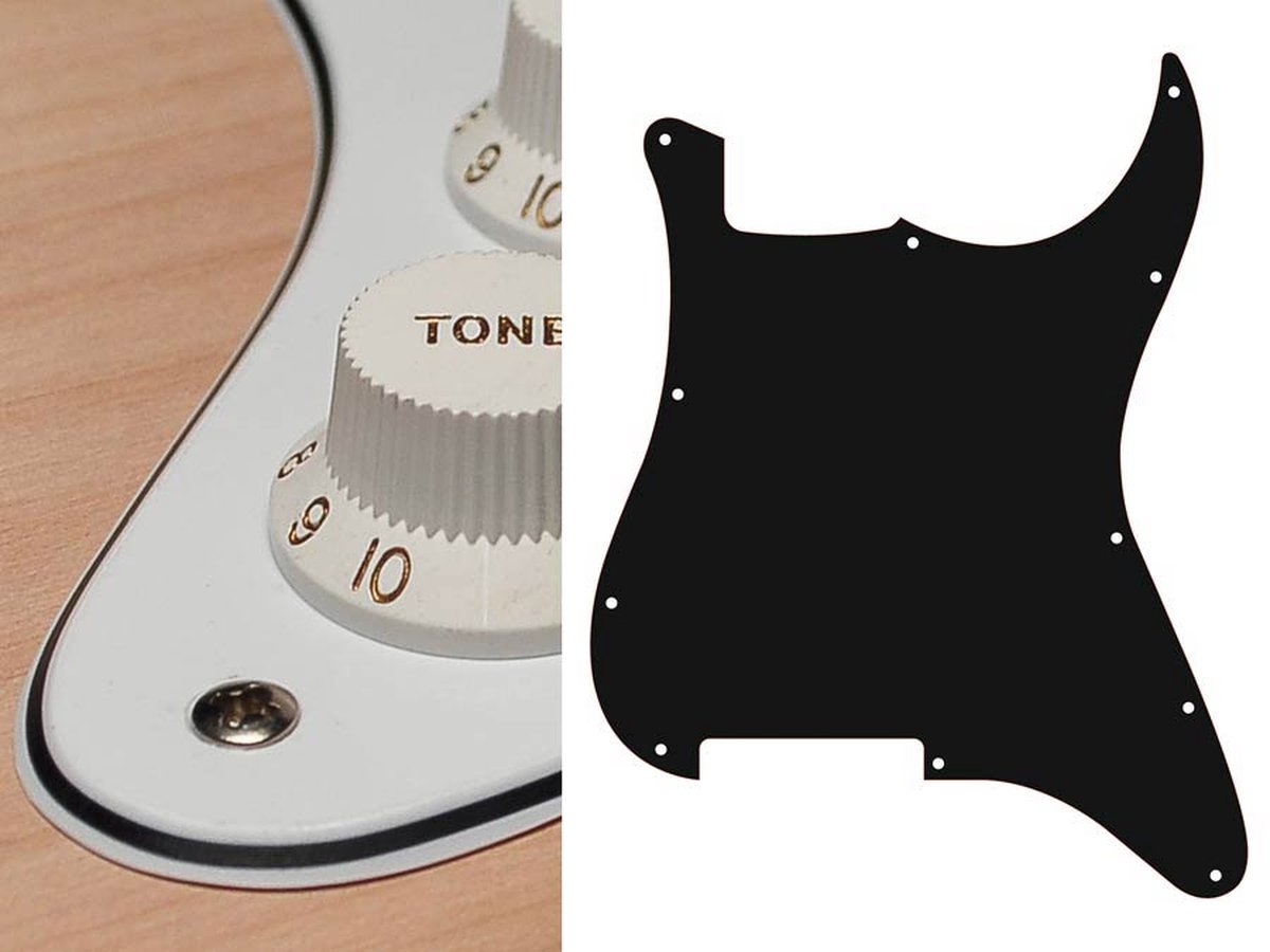 Boston ST-300-W pickguard, Stallion, no holes (only screw holes), 3 ply, white