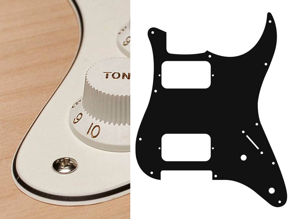Boston ST-332-VW pickguard, Stallion, HH, 2 pot holes, 3-5 switch, 3 ply, vintage white